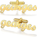 Custom Name Cufflinks for Men - Personalized Modern Cursive Lettering in Brass