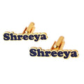 Personalized Golden & Black Enamel Name Cufflinks - Custom Brass Designer Cufflinks for Men