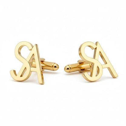 Personalised Initial Cufflinks for Men – Custom Alphabet Name Cuff Links – Premium Gold Monogram Formal Shirt Accessory for Wedding Groom & Corporate Wear