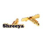 Personalized Golden & Black Enamel Name Cufflinks - Custom Brass Designer Cufflinks for Men