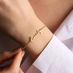 Personalised Name Chain Bracelet for Women & Girls | Customised Script Font Nameplate Bracelet | Stainless Steel Gold Plated Custom Jewellery Gift for Her