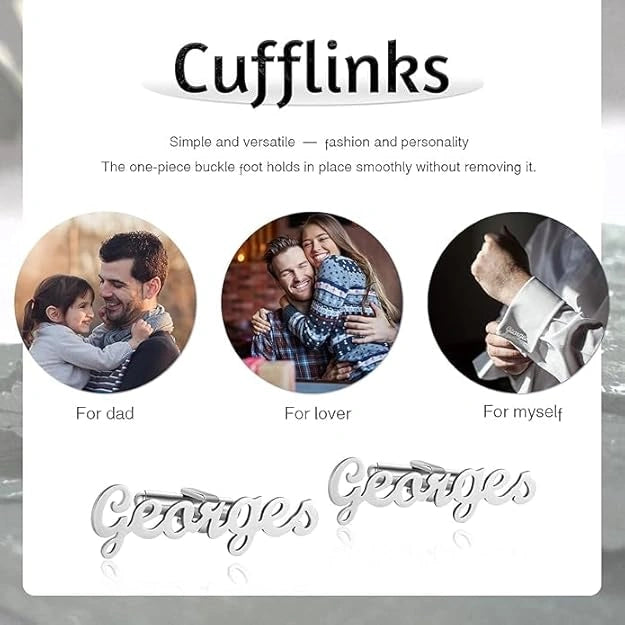 Custom Name Cufflinks for Men - Personalized Modern Cursive Lettering in Brass