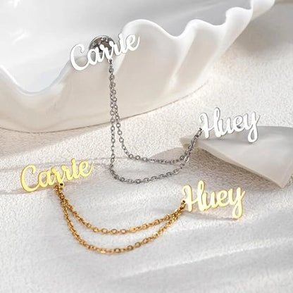 Personalised Double Name Chain Brooch | Custom Lapel Pin