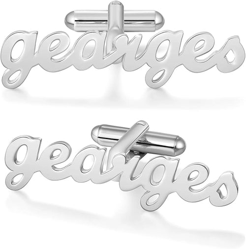 Custom Name Cufflinks for Men - Personalized Modern Cursive Lettering in Brass