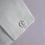 Personalized Hexagon Monogram Initial Cufflinks - Custom 2-Letter Alphabet Design for Men in Brass