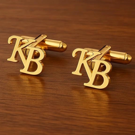 Personalized Silver Initial Name Cufflinks for Men – Custom Letter Cufflinks for Groom & Wedding Wear