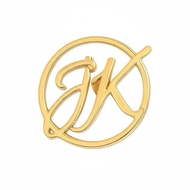 Custom Round Brooch Pin for Men & Women – Personalised Initial Lapel Pin – Gold Letter Badge for Blazer, Coat, Kurta – Wedding Groom Bride Family Gift