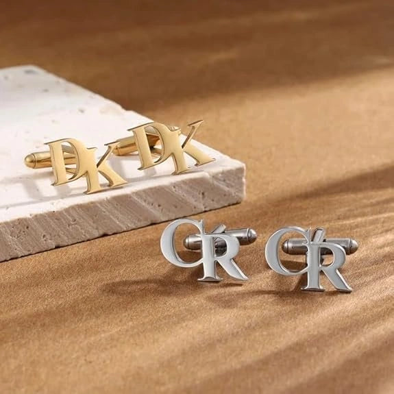 Custom Initial Name Cufflinks for Men – Personalised Letter Cufflinks for Formal & Wedding Wear