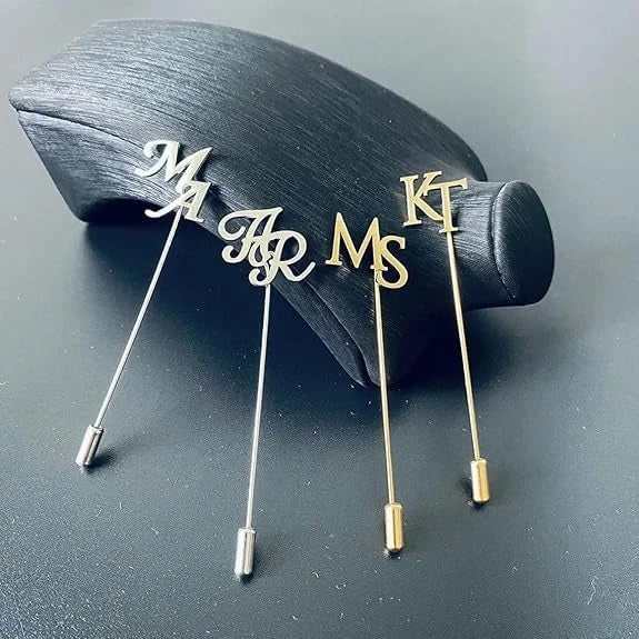 Custom Elite Initial Lapel Pin - Personalized Monogram Brooch for Men, Women & Wedding Wear