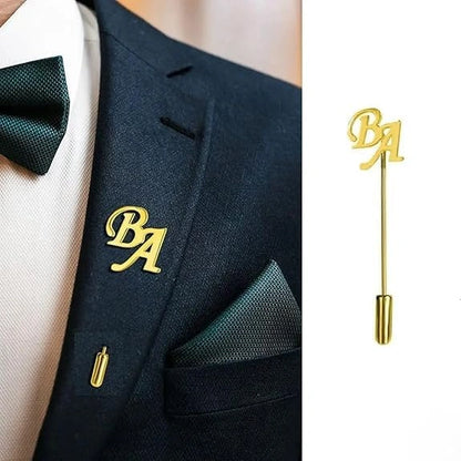 Custom Elite Initial Lapel Pin - Personalized Monogram Brooch for Men, Women & Wedding Wear