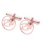 Personalized Round Initial Cufflinks for Men – Custom Monogram Brass Cufflinks for Wedding, Groom & Formal Wear