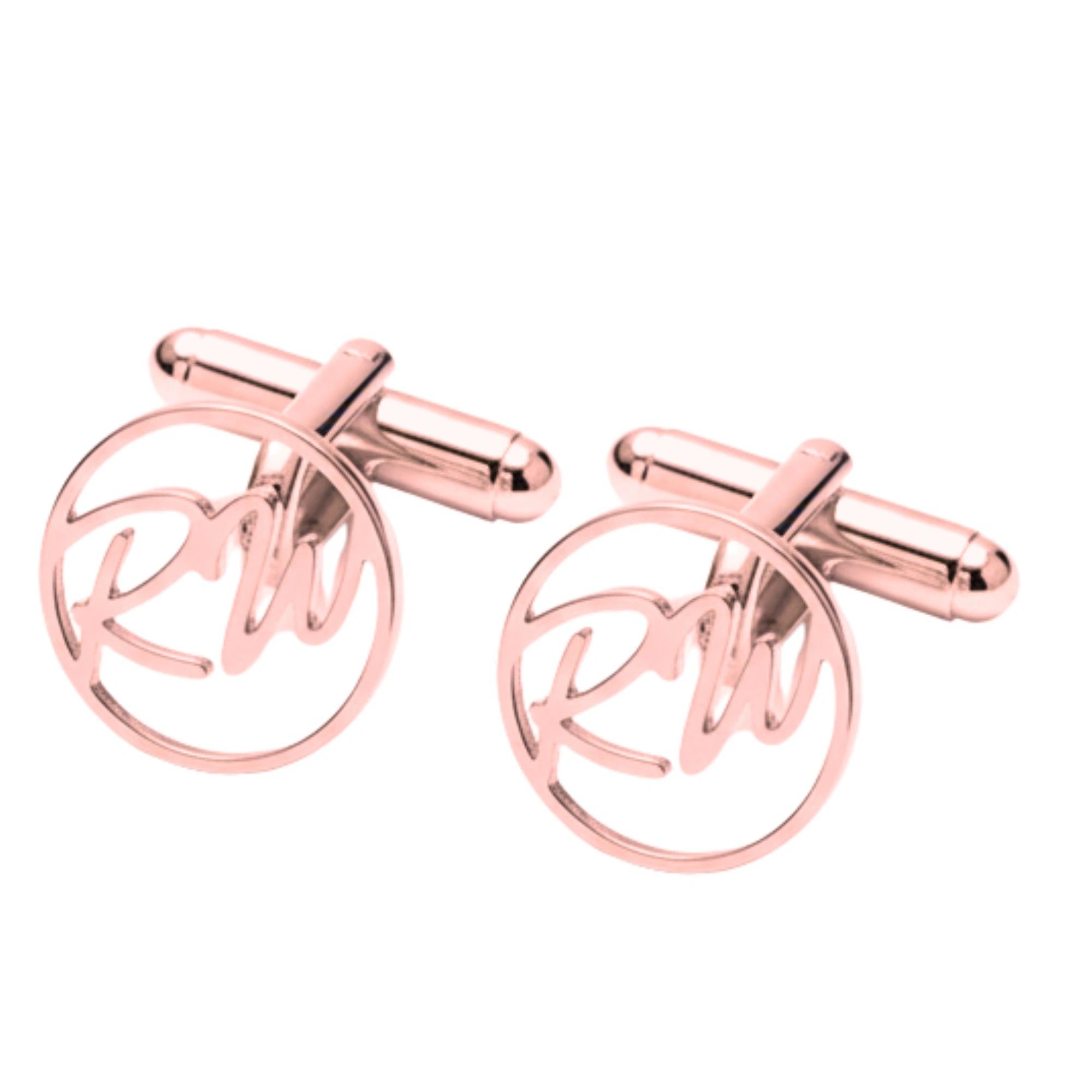 Personalized Round Initial Cufflinks for Men – Custom Monogram Brass Cufflinks for Wedding, Groom & Formal Wear