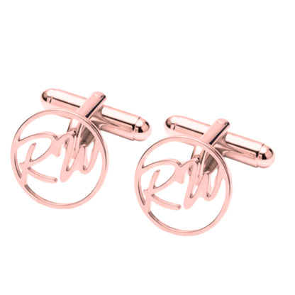 Personalized Round Initial Cufflinks for Men – Custom Monogram Brass Cufflinks for Wedding, Groom & Formal Wear