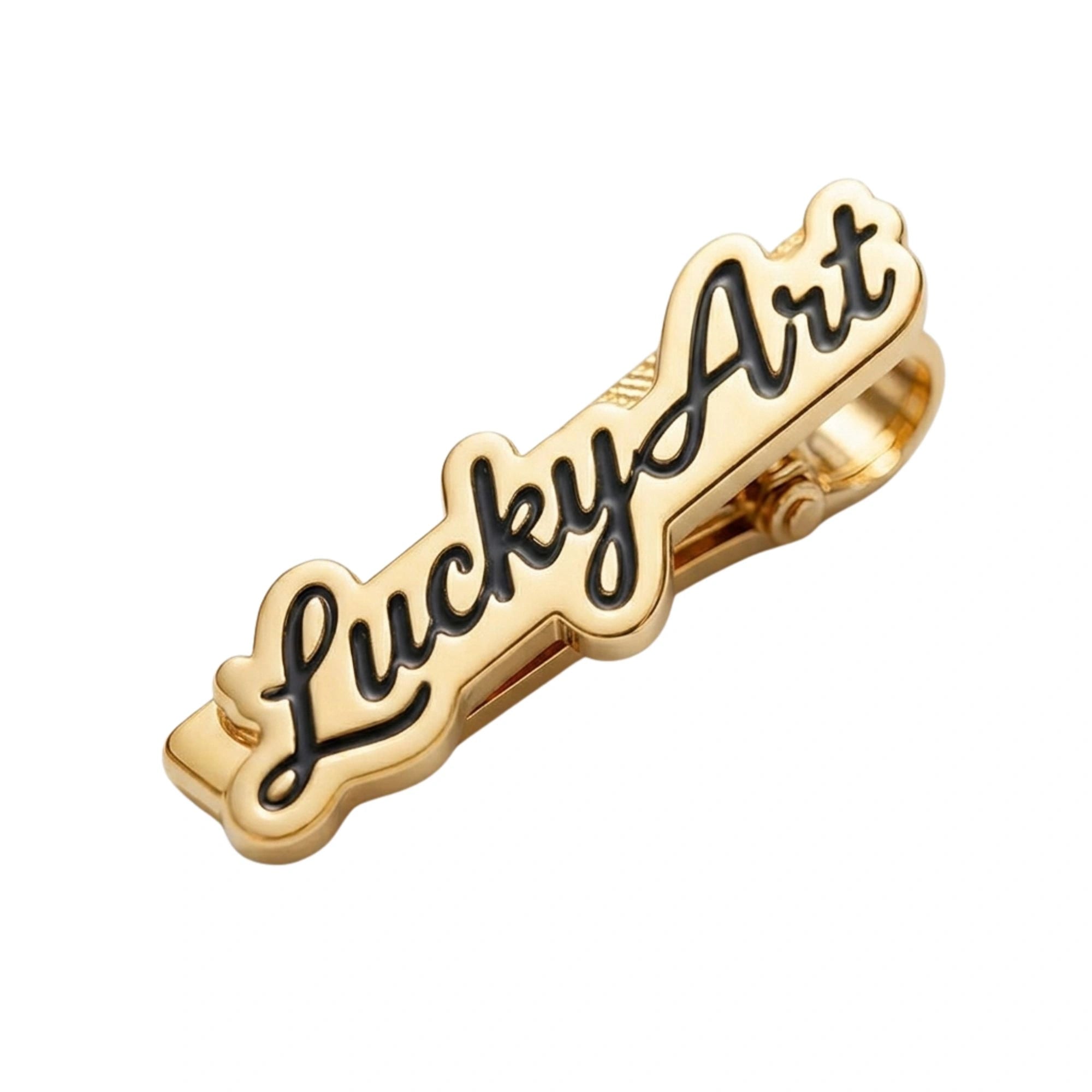 Customized Name Engraved Tie Pin with Black Inlay for Men