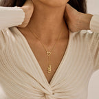 Personalized Heart Initial Y-Necklace - Custom Lariat Drop Alphabet Pendant for Women