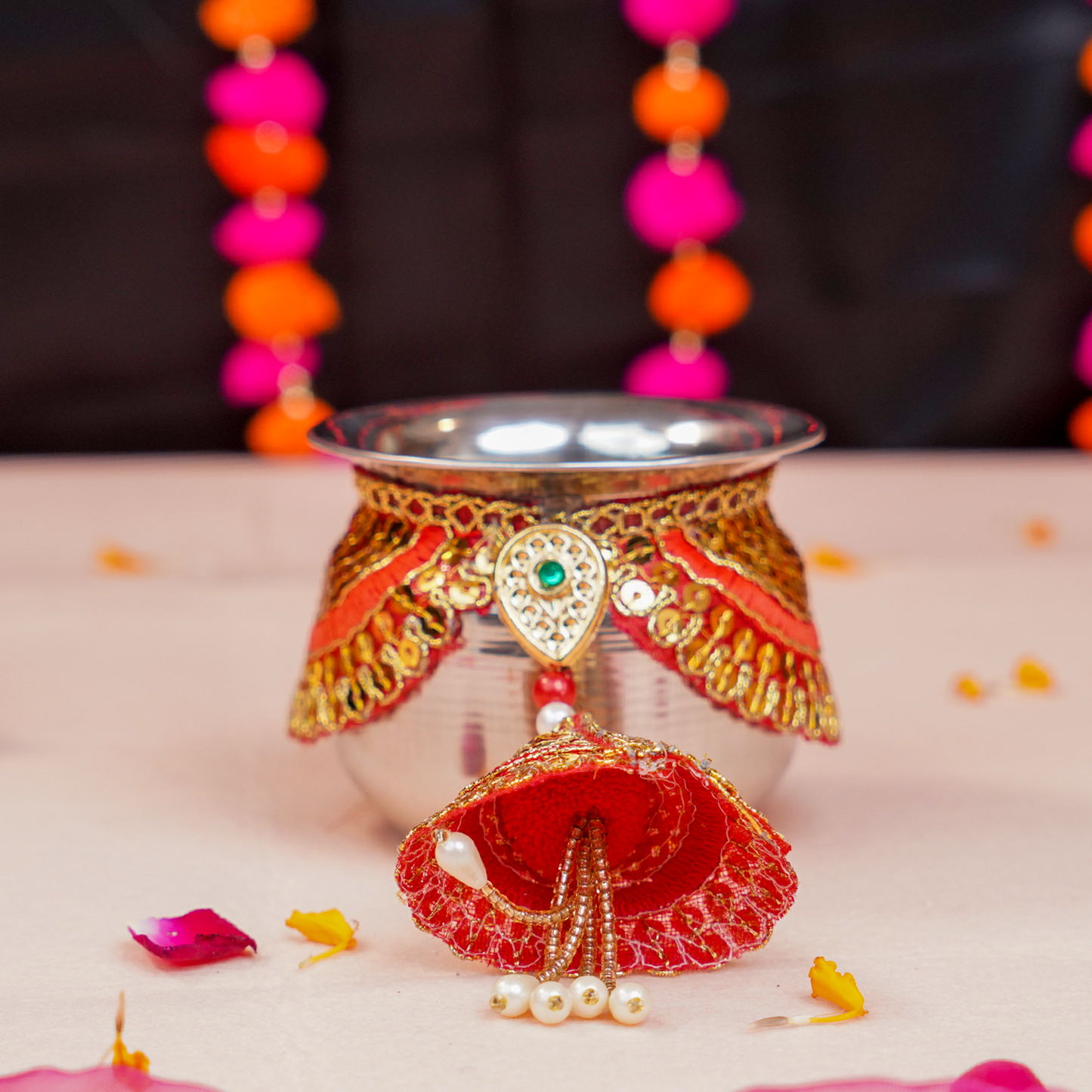 MOSKAI Rose Red Maharani Collection Thali Set