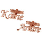 Custom Name Cufflinks for Men Groom & Groomsmen - Personalized Brass Cufflinks