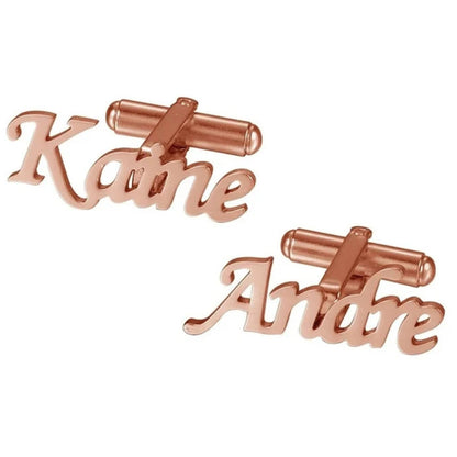 Custom Name Cufflinks for Men Groom & Groomsmen - Personalized Brass Cufflinks