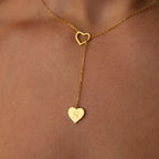 Customised Heart Initial Y-Necklace - Custom Engraved Letter in Heart Lariat Pendant for Women
