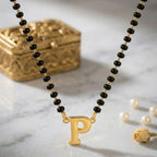 Husband's Initial Name Mangalsutra -Single Alphabet Letter Daily Wear Mangalsutra for Women – Minimalist Soulmate Jewelry