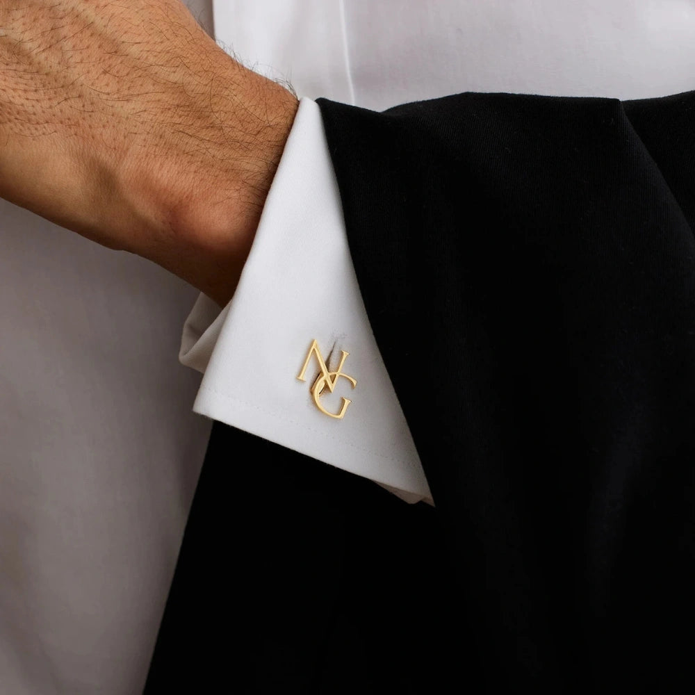 Custom Gold Initial Cufflinks for Men – Personalised Monogram Letter Cuff Links – Luxury Wedding & Formal Shirt Accessory