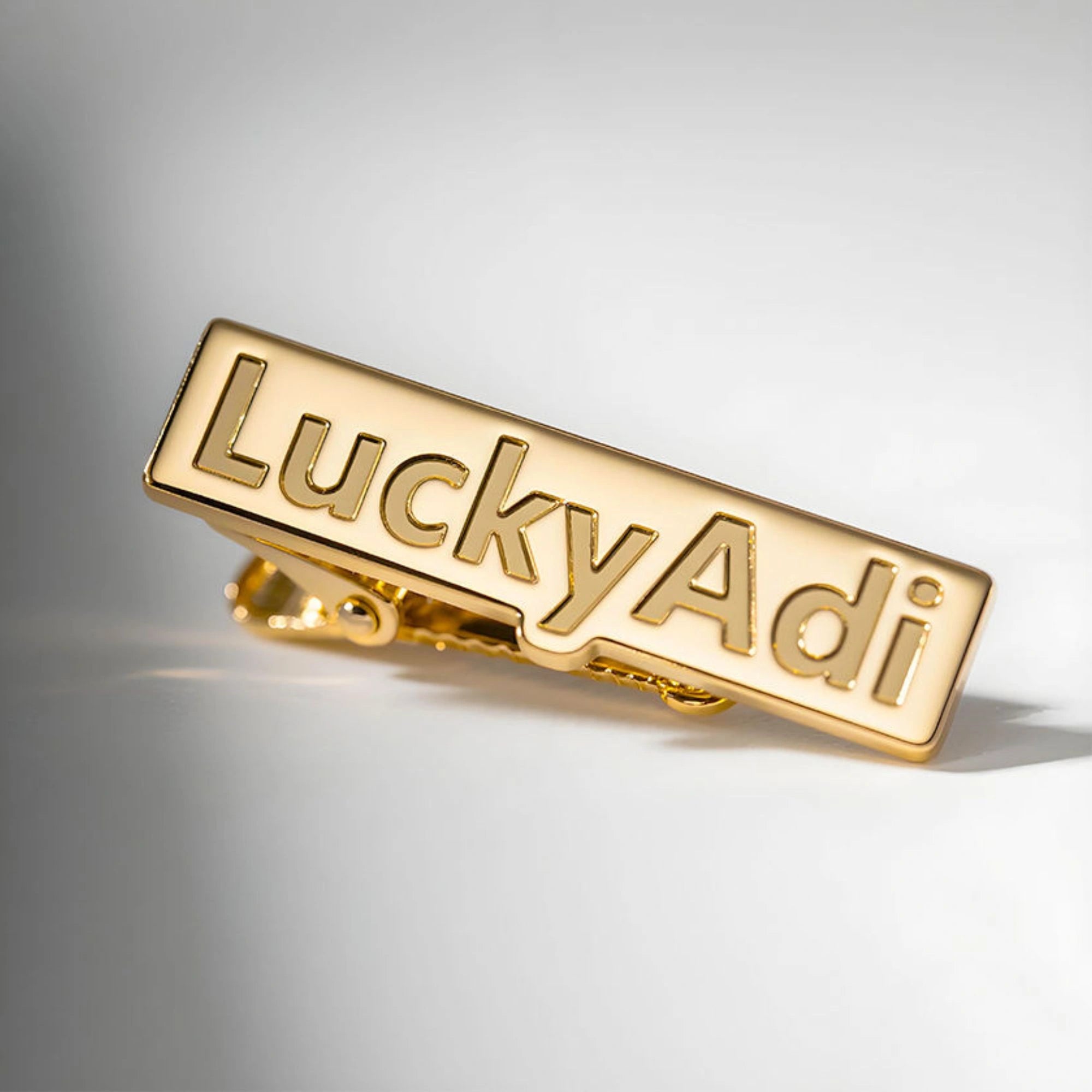 Personalized Engraved Name Tie Pin for Men | Custom Brass Tie Clip with Block Lettering