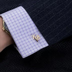 Personalized Silver Initial Name Cufflinks for Men – Custom Letter Cufflinks for Groom & Wedding Wear