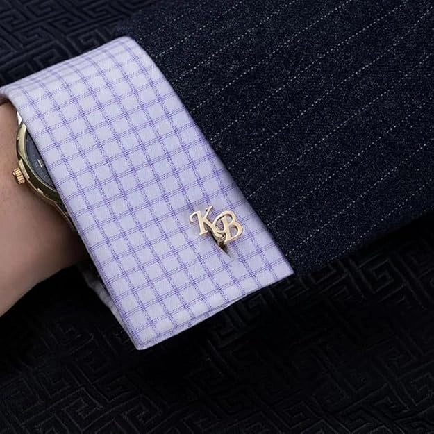 Personalized Silver Initial Name Cufflinks for Men – Custom Letter Cufflinks for Groom & Wedding Wear