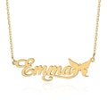 Personalized Butterfly Name Necklace - Custom Cursive Nameplate Pendant with Butterfly Charm