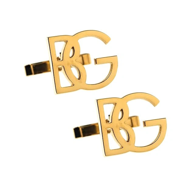 Custom Initial Name Cufflinks - Personalized 2-Letter Monogram for Men in Brass