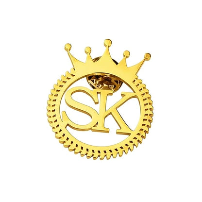 Personalised Initial Crown Brooch Pin – Custom Letter Name Royal Badge for Men & Women