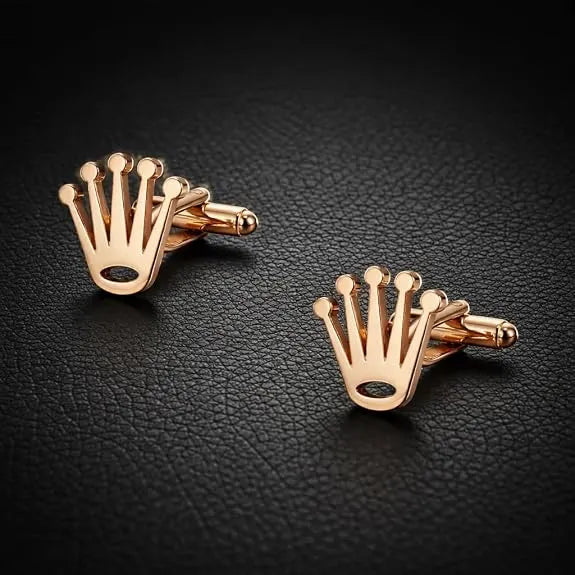 Gold Crown Design Cufflinks for Men Formal, Luxury Cross Style Cufflinks, Premium Wedding Cufflinks, Groom Gift from Wife, Birthday Gift for Husband, Fiancé Gift, Formal Shirt Accessories for Men