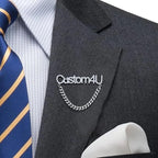 Custom Name Brooch Pin with Chain – Personalized Gold Plated Name Badge for Men & Women