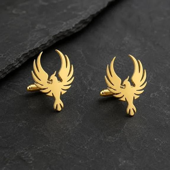 Animals Phoenix Cufflinks For Mens | Premium Brass Phoenix Bird Design Shirt Cuff Links | Formal Shirt Accessories for Business Suit, Blazer, Tuxedo, Wedding & Office Wear | Luxury Designer Cufflinks Gift for Men