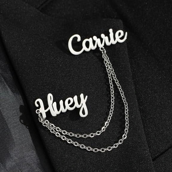 Personalised Double Name Chain Brooch | Custom Lapel Pin
