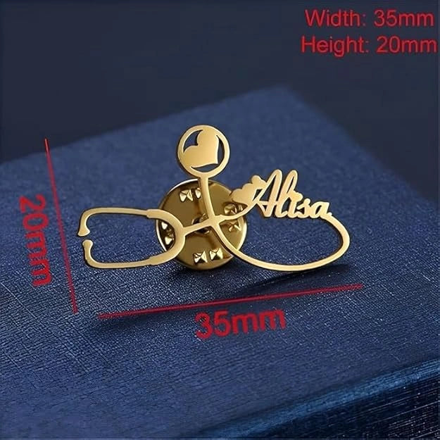 Personalized Stethoscope Name Brooch – Custom Doctor & Nurse Lapel Pin
