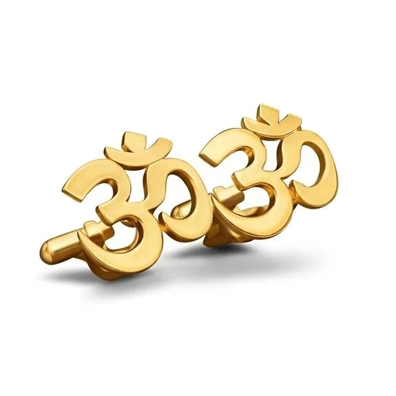 Om Cufflinks for Men Formal Shirts | Personalized Customised Custom Cufflink for Men | Gold Plated Om Symbol Name Cufflinks | Spiritual Designer Wedding, Office Wear & Gift Cufflinks