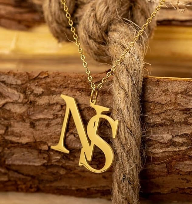 Personalized Dual Initial Name Necklace - Custom Alphabet Letter Pendant for Women & Girls