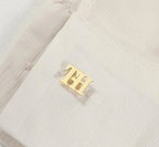 Custom 2-Letter Initial Monogram Cufflinks - Personalized Brass Alphabet Shirt Studs for Men