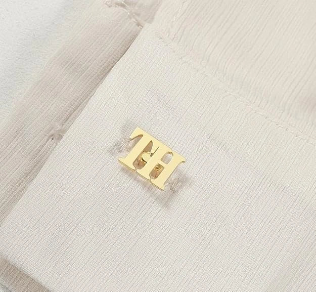 Custom 2-Letter Initial Monogram Cufflinks - Personalized Brass Alphabet Shirt Studs for Men