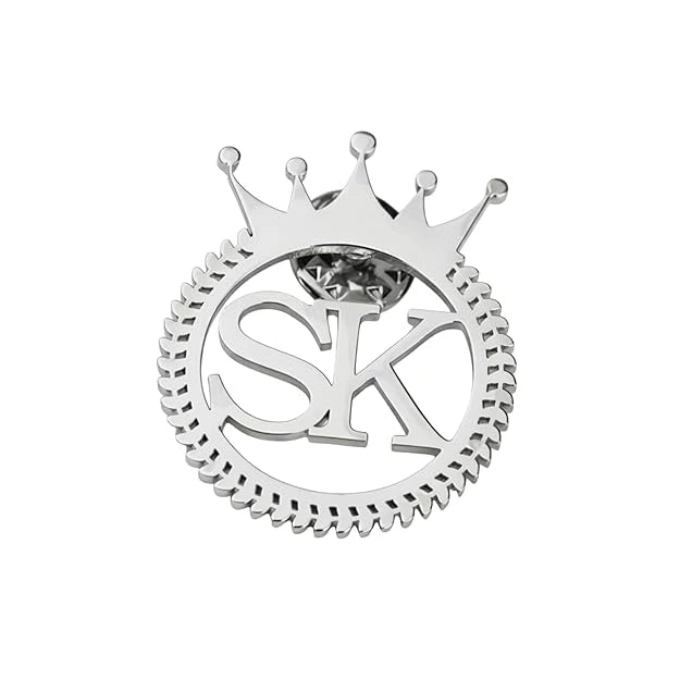 Personalised Initial Crown Brooch Pin – Custom Letter Name Royal Badge for Men & Women