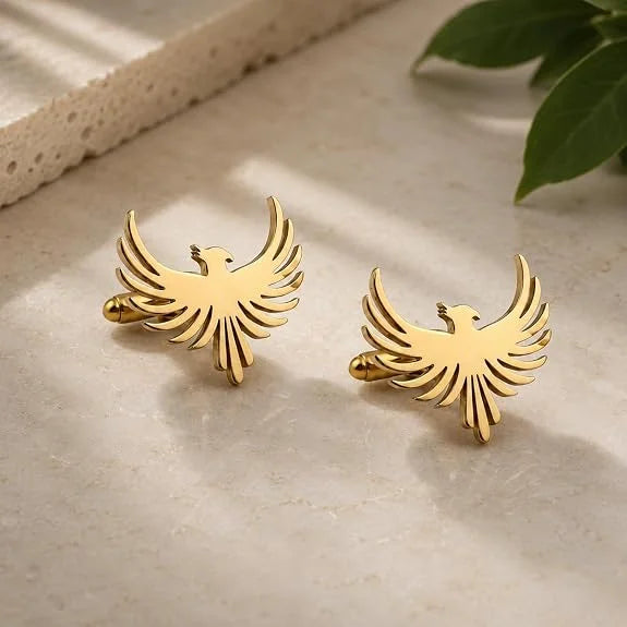 Phoenix Bird Cufflinks for Men | Premium Brass Phoenix Design Cuff Links | Luxury Formal Shirt Accessories for Business Suit, Blazer, Tuxedo & Wedding