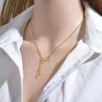 Personalized Butterfly Name Y-Necklace - Custom Vertical Nameplate Pendant with Butterfly Charm for Women & Girls