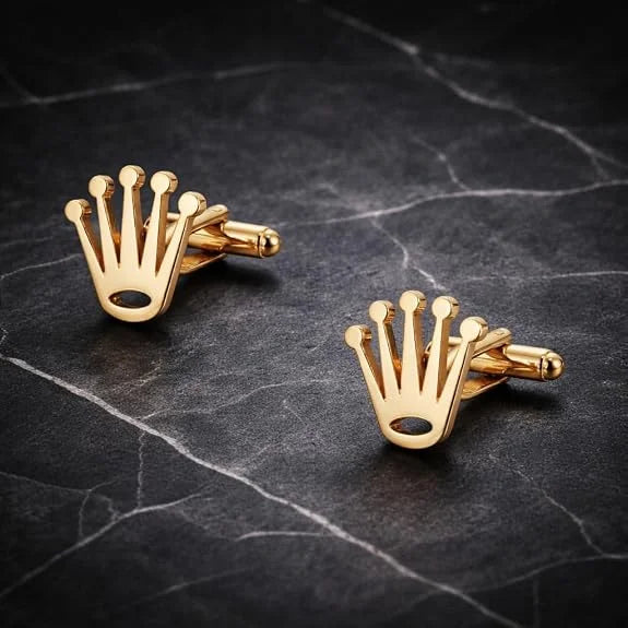 Gold Crown Design Cufflinks for Men Formal, Luxury Cross Style Cufflinks, Premium Wedding Cufflinks, Groom Gift from Wife, Birthday Gift for Husband, Fiancé Gift, Formal Shirt Accessories for Men