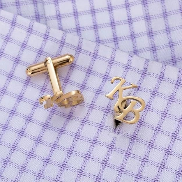 Personalized Silver Initial Name Cufflinks for Men – Custom Letter Cufflinks for Groom & Wedding Wear