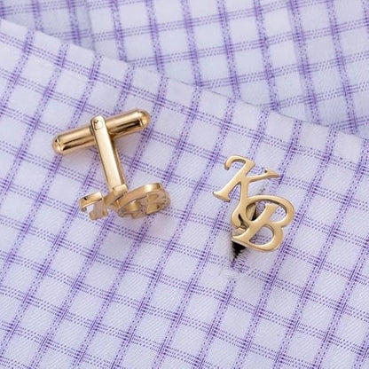 Personalized Silver Initial Name Cufflinks for Men – Custom Letter Cufflinks for Groom & Wedding Wear