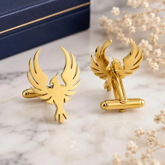 Animals Phoenix Cufflinks For Mens | Premium Brass Phoenix Bird Design Shirt Cuff Links | Formal Shirt Accessories for Business Suit, Blazer, Tuxedo, Wedding & Office Wear | Luxury Designer Cufflinks Gift for Men
