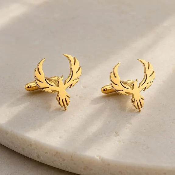 Rose Gold Eagle Cufflinks for Men | Flying Bird Wing Design Shirt Cuff Links | Stylish Formal & Business Accessories for Men