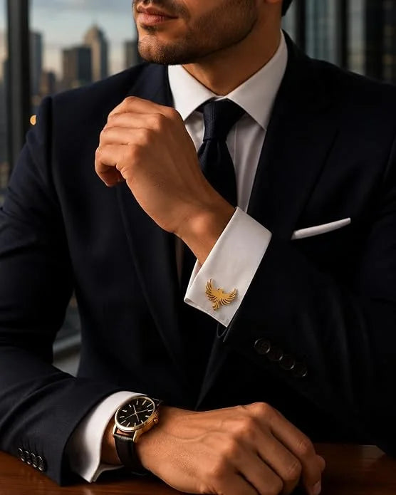Phoenix Bird Cufflinks for Men | Premium Brass Phoenix Design Cuff Links | Luxury Formal Shirt Accessories for Business Suit, Blazer, Tuxedo & Wedding