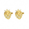 King Crown Lion Cufflinks for Men | Gold Plated Brass Lion Head Cufflinks for Formal Shirt | Royal Lion Face Design Shirt for Suit, Blazer, Tuxedo & Wedding, Suit & Blazer